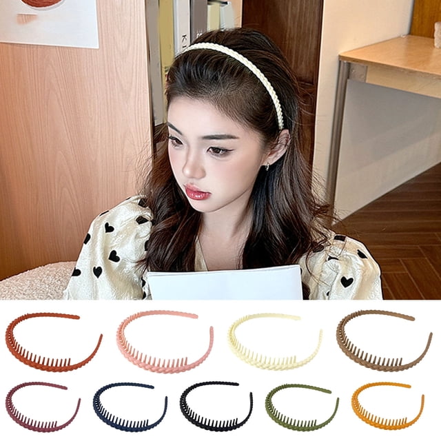 Diadema elástica de color liso para mujer, antideslizante, con trenza esmerilada, para organizar el cabello roto, para el lavado facial, para el baño, con dientes.