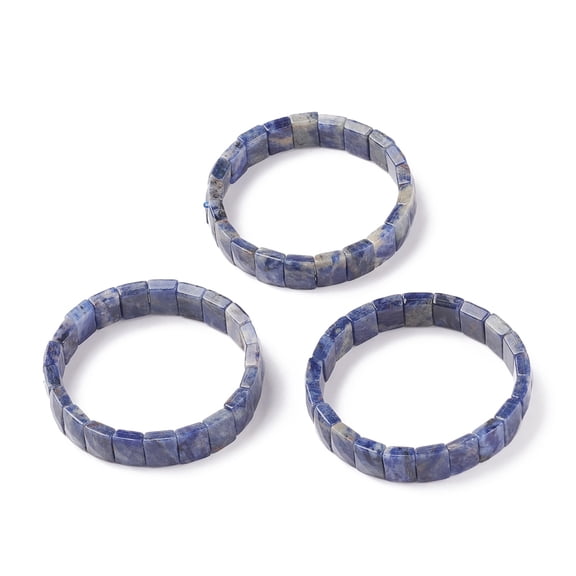 2 pc Natural Sodalite Stretch Bracelets Faceted Rectangle 2-3/8 inch(6cm)