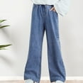 thumbnail image 3 of LZHGirlshop Girl's Elastic High Waist Straight Leg Button Jeans Pants Streetwear Casual Solid Color Denim Pants with Pocket,Blue2,6-7T, 3 of 8