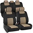thumbnail image 2 of BDK PolyPro Car Seat Covers Full Set in Beige on Black - Front and Rear Split Bench Car Seat Cover, Easy to Install, Interior Covers for Auto Truck Van SUV, 2 of 6