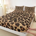thumbnail image 4 of Erosebridal Fashion Letter T Monogrammed Bed Sheets For Cheetah Pattern Lover,Brown Leopard Print King Sheets For Adults Women 4-Piece, 4 of 6