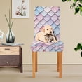 thumbnail image 4 of Yayeee 4 Pack Dining Chair Covers Stretch Parson Chairs Slipcovers Seat Protector, Pink Art Pattern, 4 of 6