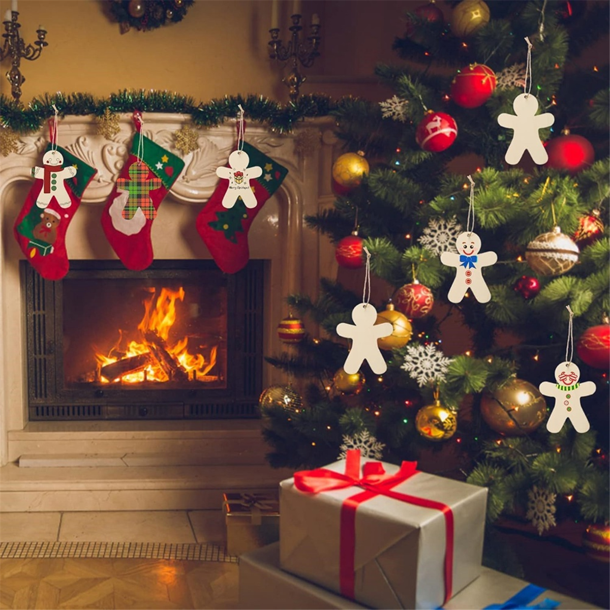 40 Décorations De Noël En Bois à Suspendre - Formes Variées (sapin, Bonhomme De Neige, étoile…) Avec Ficelles Incluses, Pour Arbre Ou Bricolage