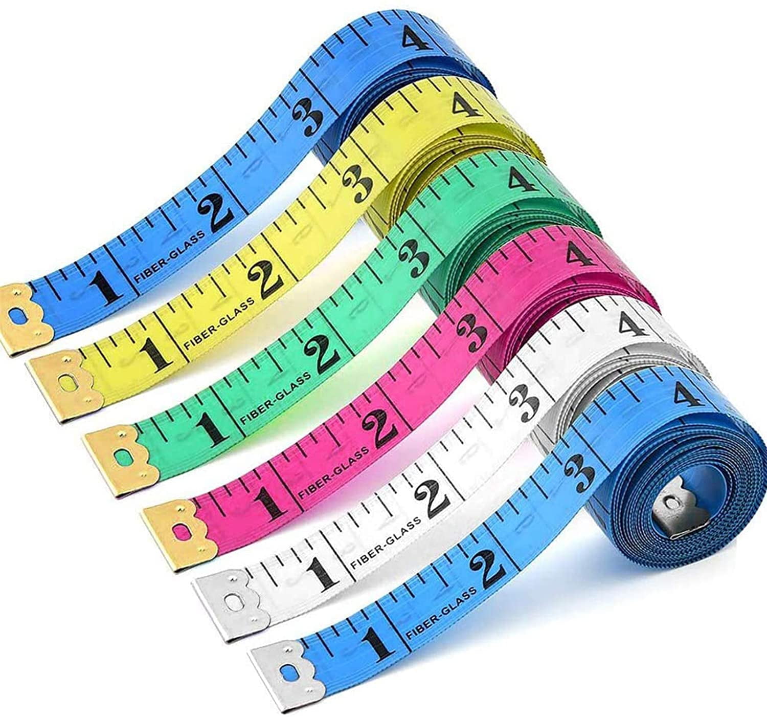 Random Color Used for Sewing Cloth Ruler and Body Measuring Tape 4 Different Colors 12PCS Soft Tape Measure 60 inches / 150 cm
