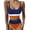 Blue, variant on Cheers US Women's High Waisted Bikini Cut Out Sports Crop Top Color Block Swimsuit
