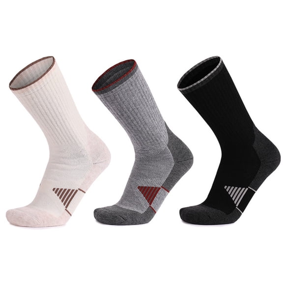 Paquete de 3 pares de calcetines de senderismo de lana para hombre calcetines de senderismo térmicos acolchados con micro tejido transpirable y que absorben la humedad.