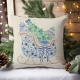 thumbnail image 4 of Christmas Blue and White Chinoiserie Throw Pillow Covers 18x18 Inch Nutcracker Sleigh Christmas Tree Bow Green Outdoor Grandmillennial Decorations Xmas Pillow Cases Set of 4 for Couch Decor, 4 of 6
