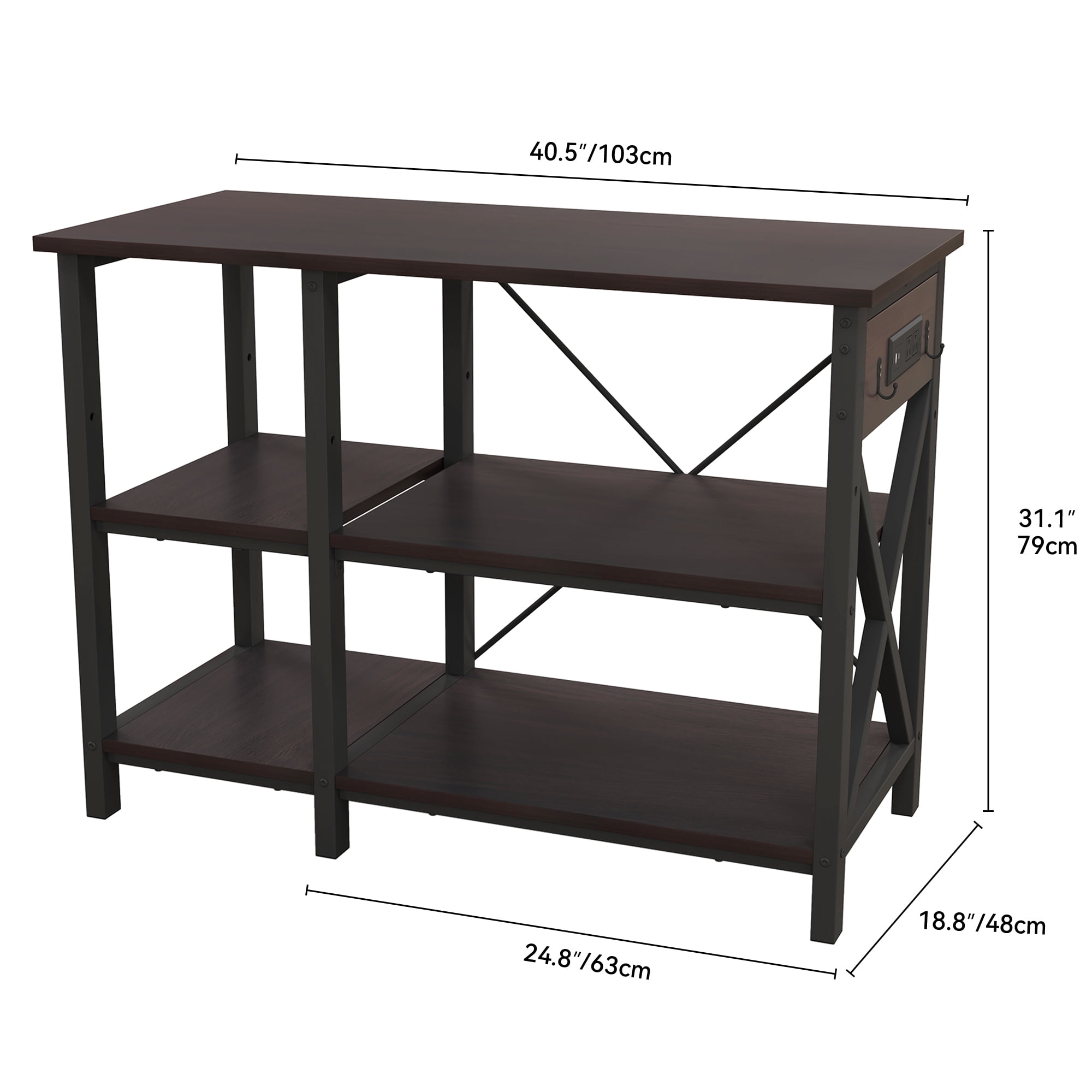 Uforic 40-50 Gallon 3-Tier Heavy Duty Metal Storage Fish Tank Stand with Power Outlets, Black