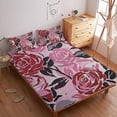 thumbnail image 2 of Flower Fitted Sheet Set with Pillowcase 3D Rose Printed Bedding Set Home Bedroom Decor,Queen (60"x80"), 2 of 5