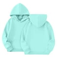 thumbnail image 3 of MLQIDK Girls Sweatsuit Kids Tracksuit Solid Color 2 Piece Sweat Suits Long Sleeve Size 5-6 Sweat Set Plain Hooded Hoodie and Sweatpant Kids Outfits Cyan, 3 of 3