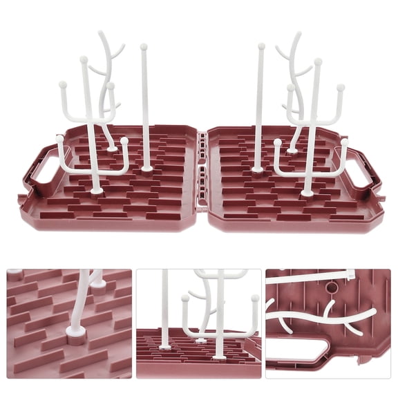 WRITWAA Back to School MultiFunctional Pink Baby Bottle Drying Rack Durable PP Material Portable Design for Easy Cleaning