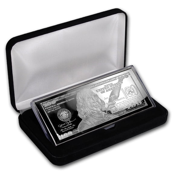 4 oz Silver Bar - 2017 $100 Bill (w/Box & COA)