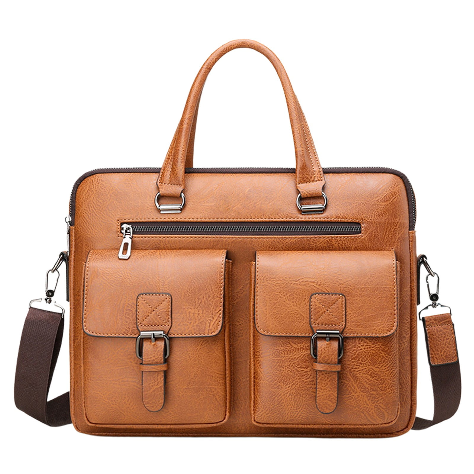 Honmine Men's Business Briefcase Bag Leather Office Tote Bags For 14 Inch Laptop Large Capacity