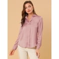 thumbnail image 4 of Camisa de trabajo de manga larga con blusa elegante con cuello en V de oficina para mujer Rosa empolvado M INSPIRE CHIC Camisa, 4 of 6