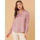 thumbnail image 4 of Camisa de trabajo de manga larga con blusa elegante con cuello en V de oficina para mujer Rosa empolvado XL INSPIRE CHIC Camisa, 4 of 6