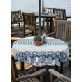 thumbnail image 6 of Outdoor Tablecloth with Umbrella Hole, Boho Blue Aqua Spillproof Waterproof Outdoor Table Cover, Geometric Stripes Tribal Bohemia Retro Patio Tablecloths for Party/Garden/Picnic, Round 54 inch, 6 of 9