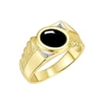 thumbnail image 3 of RYLOS Men's Rings 14K Yellow Gold Cabochone Gemstone & Diamond Designer Cabochon Onyx Rings For Men Size 10, 3 of 7