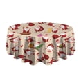 thumbnail image 5 of Beige Christmas Santa Pattern Round Tablecloth 60"x60",Wrinkle Wipeable Table Cloth for Kitchen Dining Room Picnic Patio Party, 5 of 6