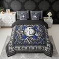 thumbnail image 2 of Erosebridal Boho Sun and Moon Bedding Comforter Set, Bohemian Aztec Mandala King Bedding Sets, Black Gray Blue, Black Reversible 7pcs, 2 of 6
