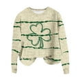 thumbnail image 2 of Felirenzacia Women’s St. Paddy’s Day Sweatshirt Shamrock Print Long Sleeve Cozy Casual Daily Top, Multicolor,2XL, 2 of 4
