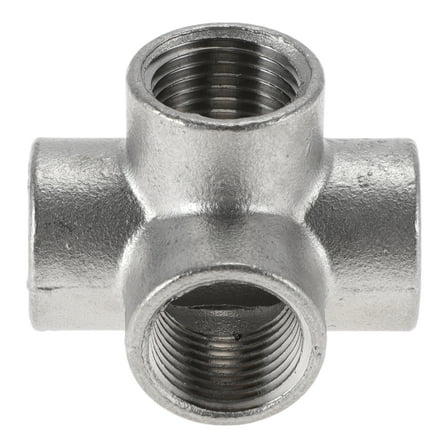 Unique Bargains 304 Stainless Steel Pipe Fittings 1/2" BSPT 5-Way Outlet Cross Female Adapter 1 Pc