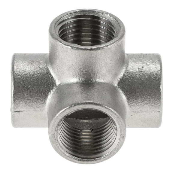 Unique Bargains 304 Stainless Steel Pipe Fittings 1/2" BSPT 5-Way Outlet Cross Female Adapter 1 Pc
