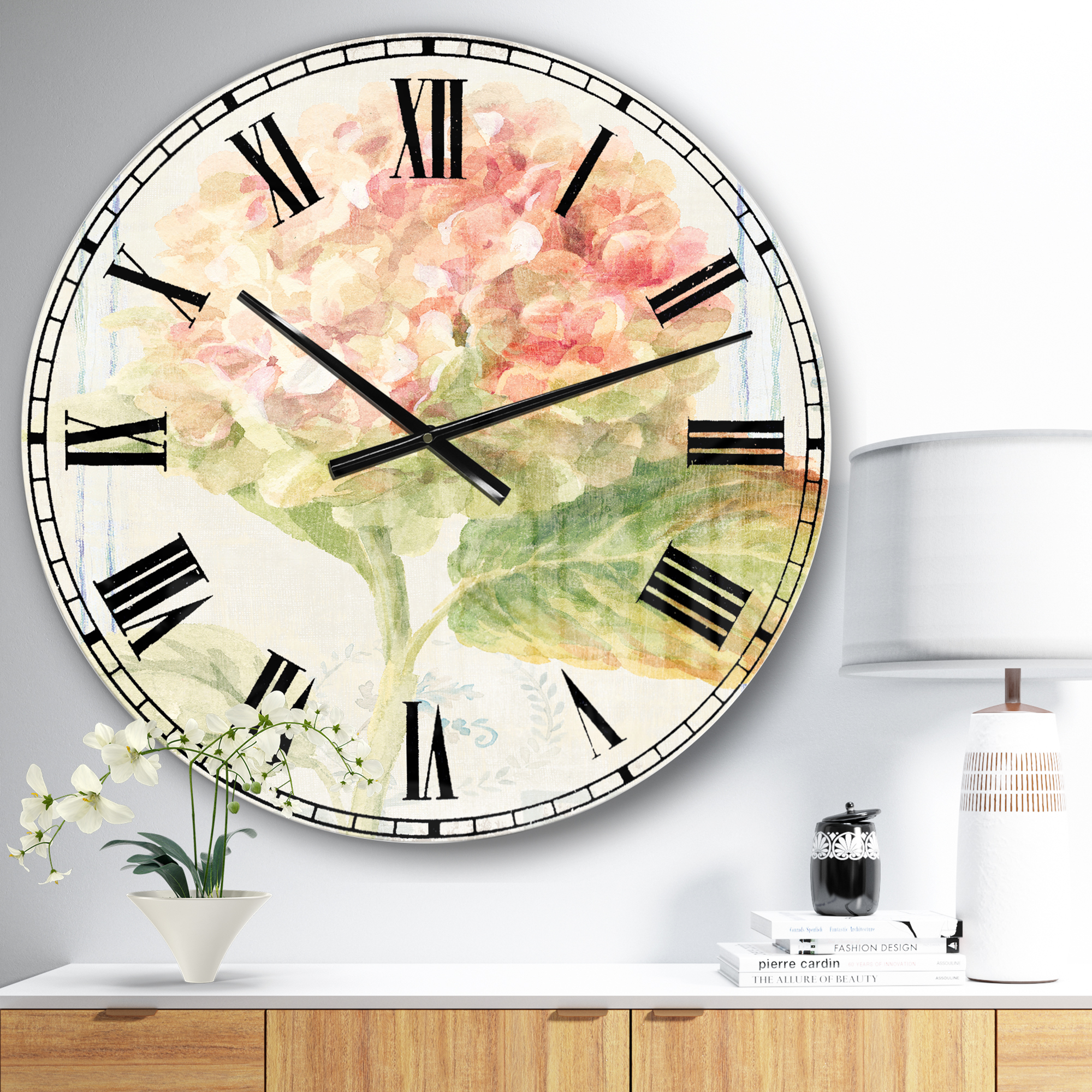 Designart 'Floursack Florals VIII' Farmhouse wall clock
