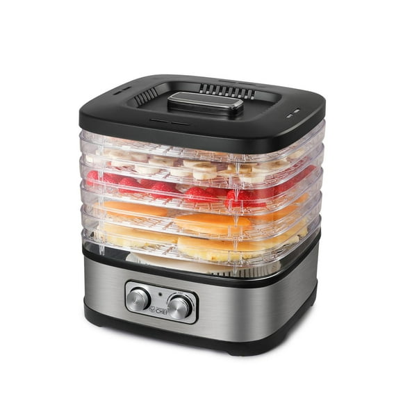 Déshydrateur alimentaire COMMERCIAL CHEF avec 5 plateaux à hauteur réglable, machine de déshydratation alimentaire en acier inoxydable pour bœuf séché, légumes déshydratés et plus