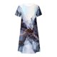 thumbnail image 4 of Puntoco Vestido Hasta La Rodilla Estampado A La Moda Para Mujer Vestido De Manga Corta Con Cuello Redondo Azul Marino S,Regalos Para Mujer Joven, 4 of 5