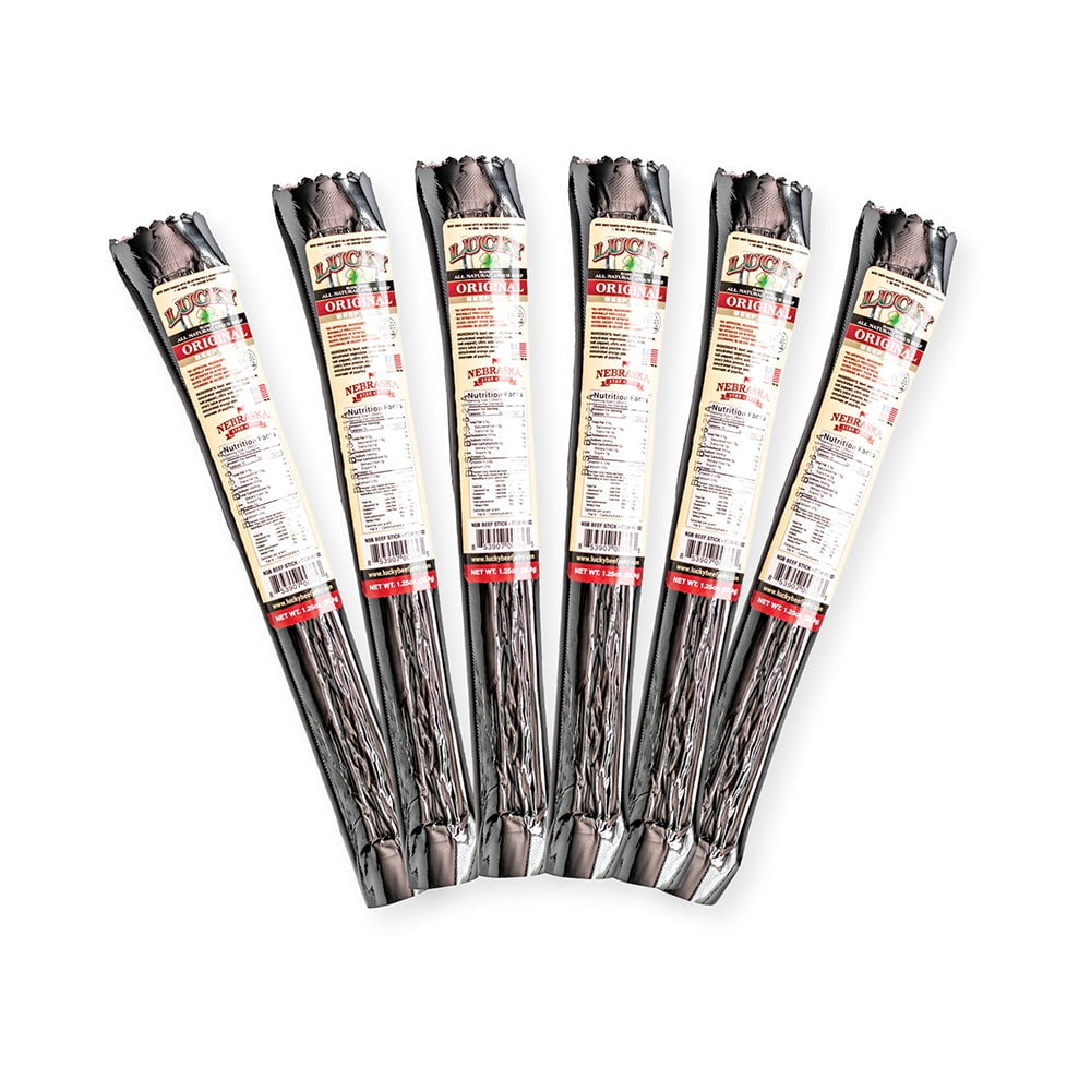 Nebraska Star Beef Lucky Beef Jerky Original Sticks, 48 Pack - High Protein, All Natural 1.25 oz