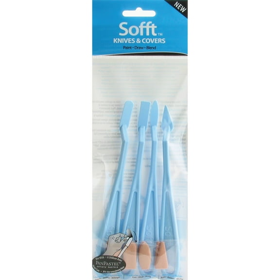 Colorfin Sofft Tools, 4-Pack Assorted Knives with 8 Covers