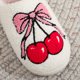 thumbnail image 2 of Lindas Pantuflas Casa Con Lazo Felpa Cereza Cómodas Y Cálidas para Mujeres Niñas, 2 of 9