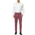 thumbnail image 2 of INSPIRE CHIC Men's Dress Plaid Pants Formal Printed Checked Trousers 32 Burgundy, 2 of 7