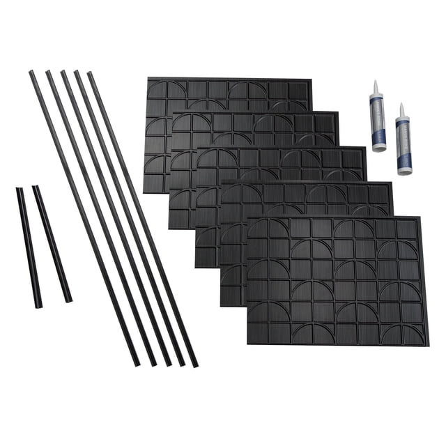 FASÄDE Crescent Decorative Vinyl Backsplash 15 sq ft Kit in Brushed Onyx