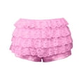 thumbnail image 4 of OSOLU Solid Color Women Lace Mini Skirt Low Rise Micro Skirt Asymmetrical Ruffle Hem Flared Lingerie Short Skirts Daily Relaxed Fit Breathable Bottoms, 4 of 4