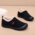 thumbnail image 3 of Snow Boots for Women Casual Suede Low Top Winter Slip on Loafers Comfy Plush Warm Thick Soft Sole Outdoor Walking Shoes Black Size 8.5, 3 of 5