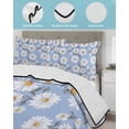 thumbnail image 4 of Blue Daisy Summer Quilt Set Full Size, Soft Microfiber Quilted Bedding Set with 2 Pillow Shams, Spring Floral Summer Botanical Watercolor Lightweight All Season Bedspread Coverlet for Bedroom 78"x90", 4 of 6