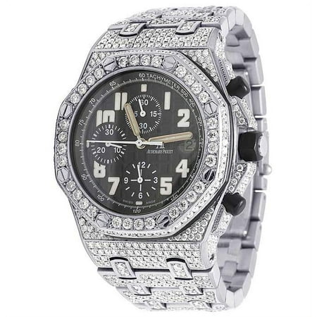 Jewelry Unlimited by Audemars Piguet Men's 42mm Stainless Steel Diamond Wristwatch, Black