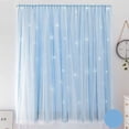 thumbnail image 1 of Cortinas de estrellas huecas de 2 capas, cortina opaca a juego de mezcla de gasa, paneles de cortina con aislamiento térmico autoadhesivo de cinta mágica brillar Hogar, 1 of 5