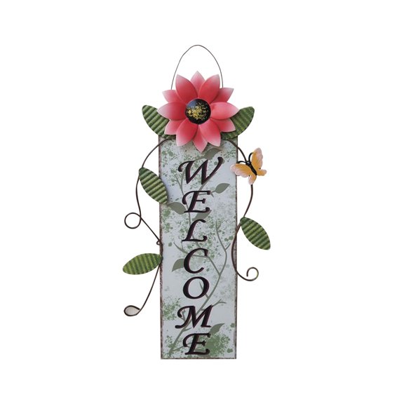 Wovilon Hanging Ornaments Ldyllic Style Board Decoration Iron Suower Combination Wall Decoration