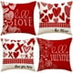 thumbnail image 1 of Fundas decorativas de almohada en forma de corazón 16x16 pulgadas | Impresión doble cara a rayas rojas | Poliéster Suave Duradero | Cierre oculto de cremallera | Juego de 2 fundas para cojines, 1 of 1
