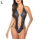 thumbnail image 1 of Mujeres Sexy Halter Body Ropa interior Cuello en V profundo Ropa interior de encaje floral, Azul, L Sweethay XX000181-09, 1 of 7