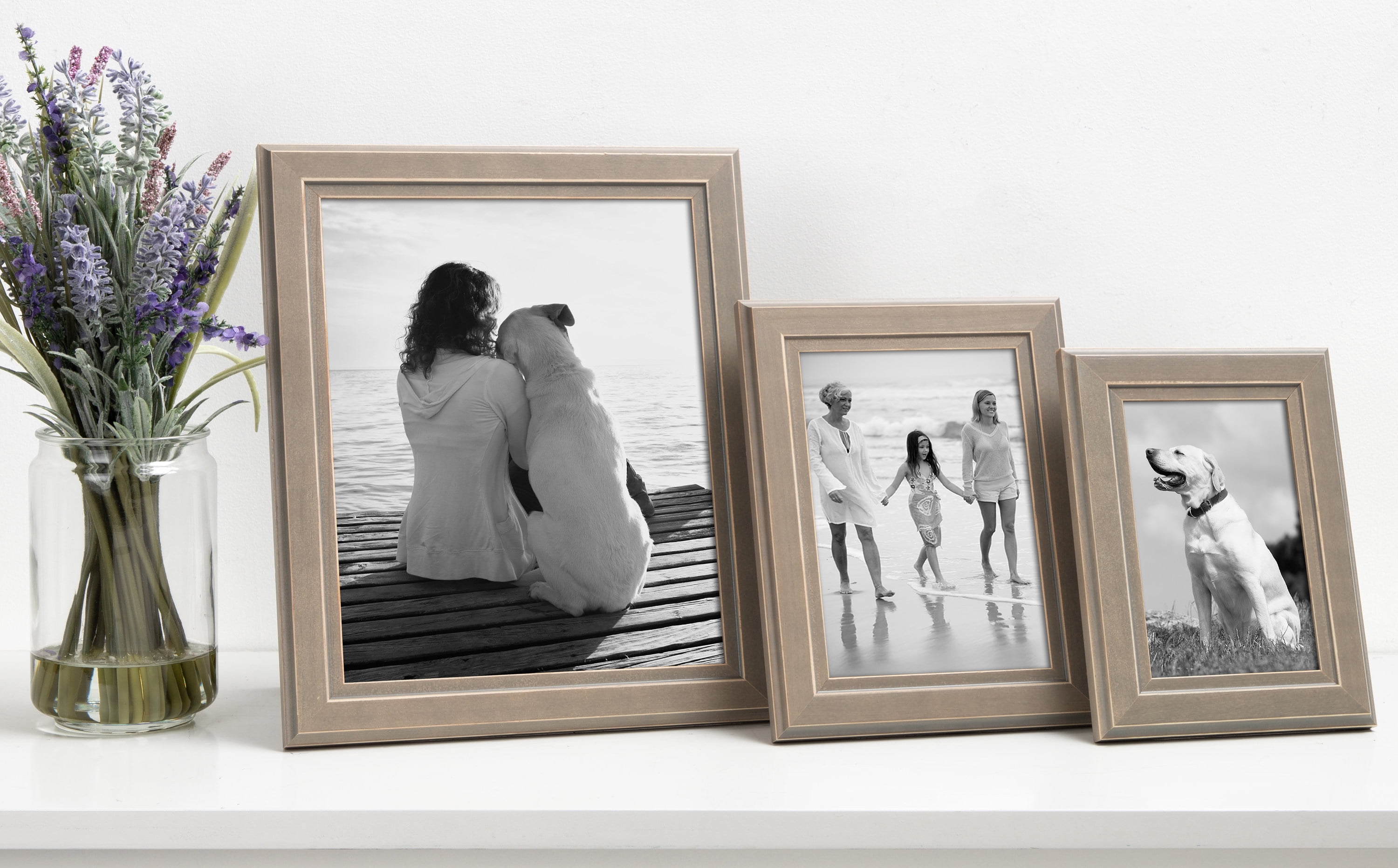 DesignOvation Kieva Solid Wood Picture Frame, Distressed Gray 8x10, Pack of 6