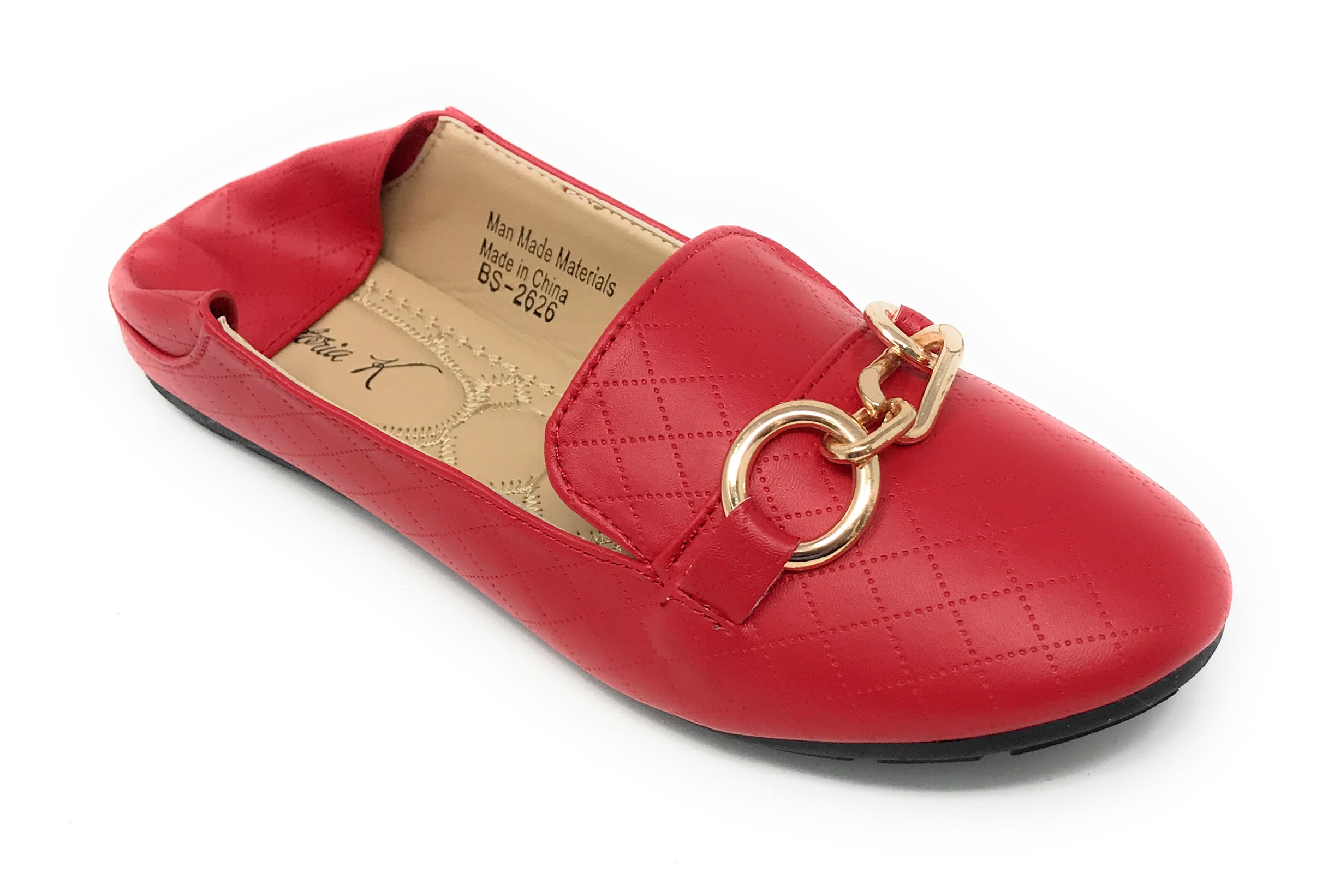 Victoria K Women's Foldover Quilted Gold Chain Ballerina Flats
