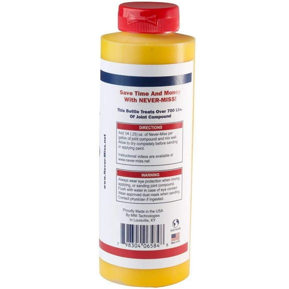 Never Miss Drywall Mud Tinting Coloring Gel Joint Compound Additive Yellow, 16.9 oz