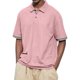 thumbnail image 1 of Men's Summer Solid Color T-shirt With A 3 Button Open Collar And Button Up Short Sleeved Top L, 1 of 5