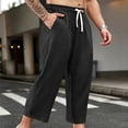 thumbnail image 6 of HOOMEUMY Mens Crinkled Gauze Pants Drawstring Elastic Waist Casual Summer Trousers Light Breathable For Beach Vacation Daily Wear, 6 of 8