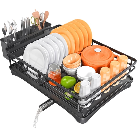 INTIGE Dish Rack, Stainless Steel Dish Drying Rack for Kitchen Counter, Space Saver for Household