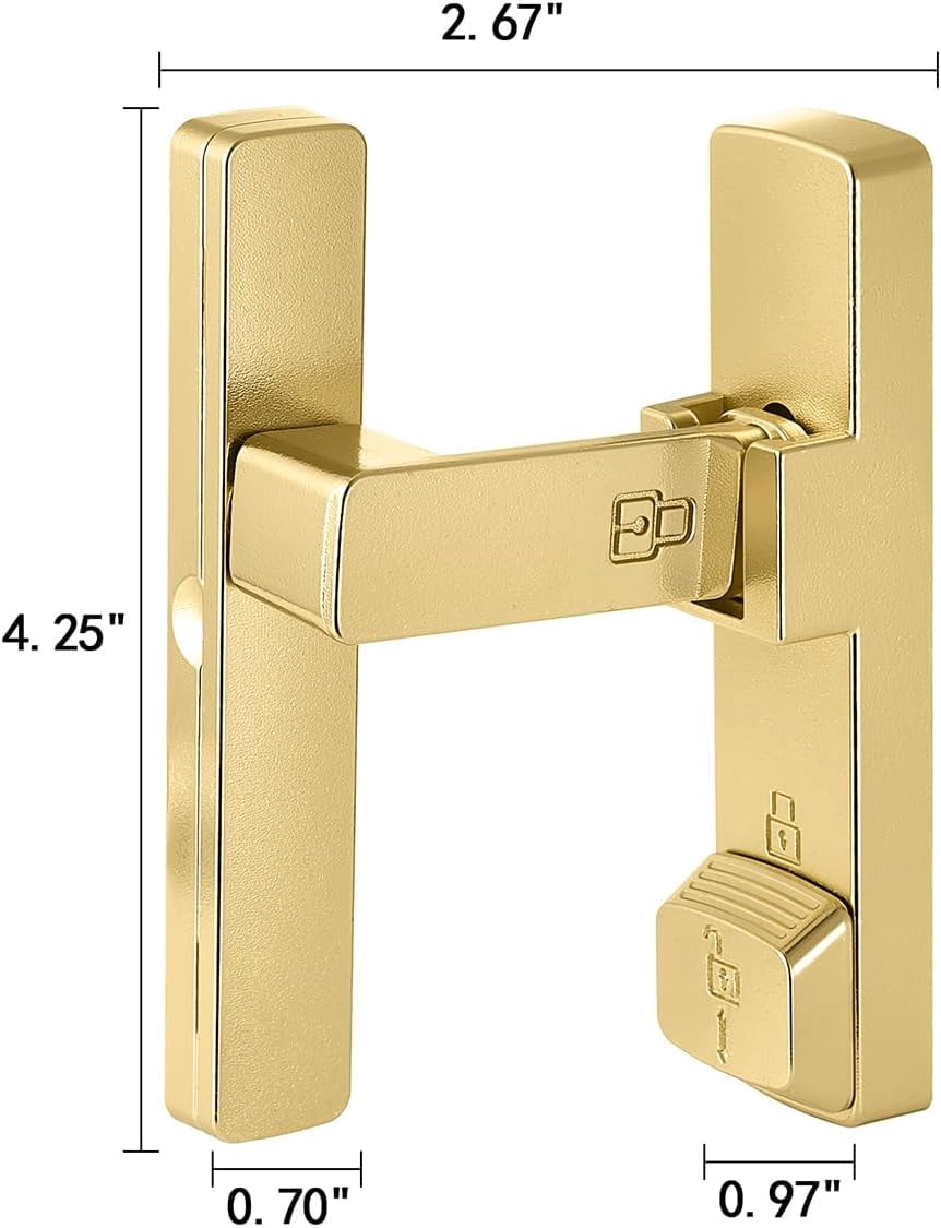 JJEAN-2 Packs Gold 90 Degree Barn Door Lock,Flip Gate Latches Hardware,Zinc Alloy Right Angle Door Lock Latch,Protect Privacy,for Barn Door,Cabinets,Windows,Garden,Bathroom