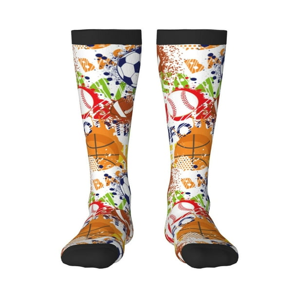 Fotbe Balls Calcetas Divertidas Estampadas para Hombre y Mujer, Calcetas de Algodón hasta la Rodilla para Caminar, Correr, Enfermería y Embarazo